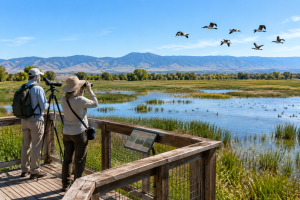 Visitors enjoying wildlife viewing in Colusa County California